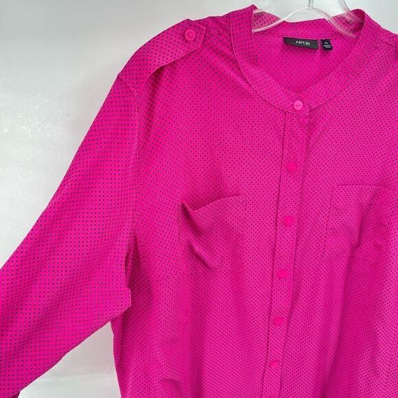 Apt 9 Womens Button Up Shirt Long Sleeve Geometric Pocket Pink Size XL - Picture 6 of 9